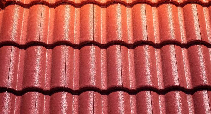 Closeup red roof tile detail