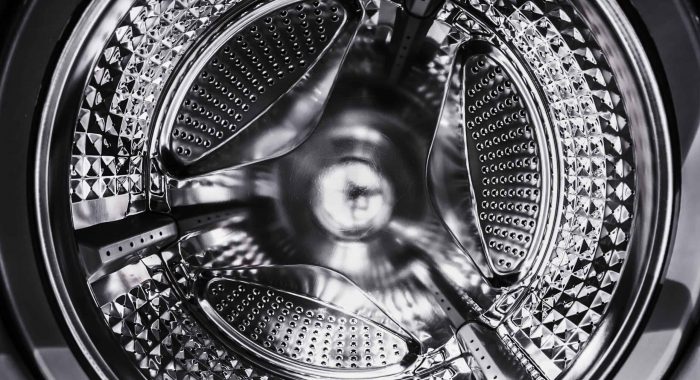 steel drum washing machine. view from inside