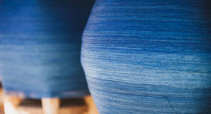 Indigo cotton yarn background.